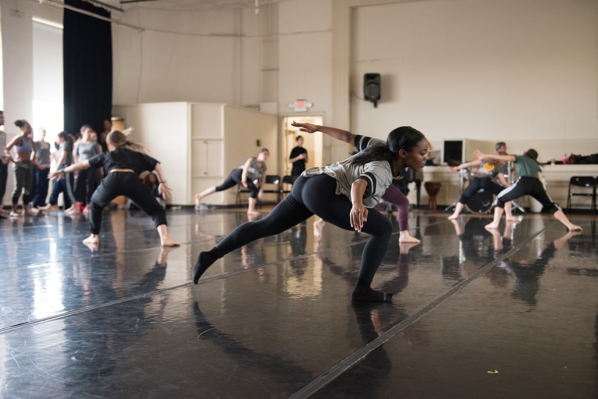 dance student practicing inside the V C U dance center