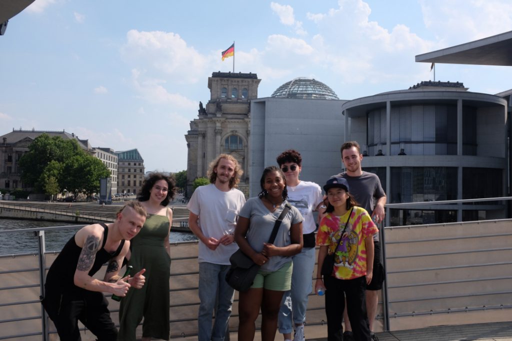 v c u arts students posing for a group shot in germany during study abroad