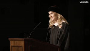 Elizabeth Turk delivering her commencement speech