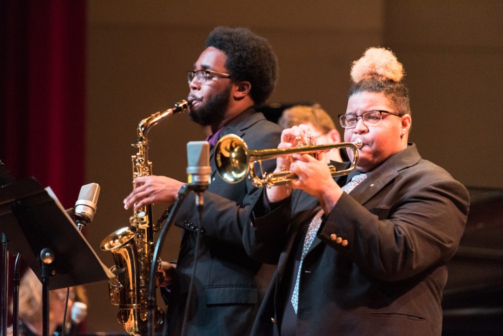 Jazz ensemble performing live