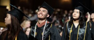 Graduating students in regalia