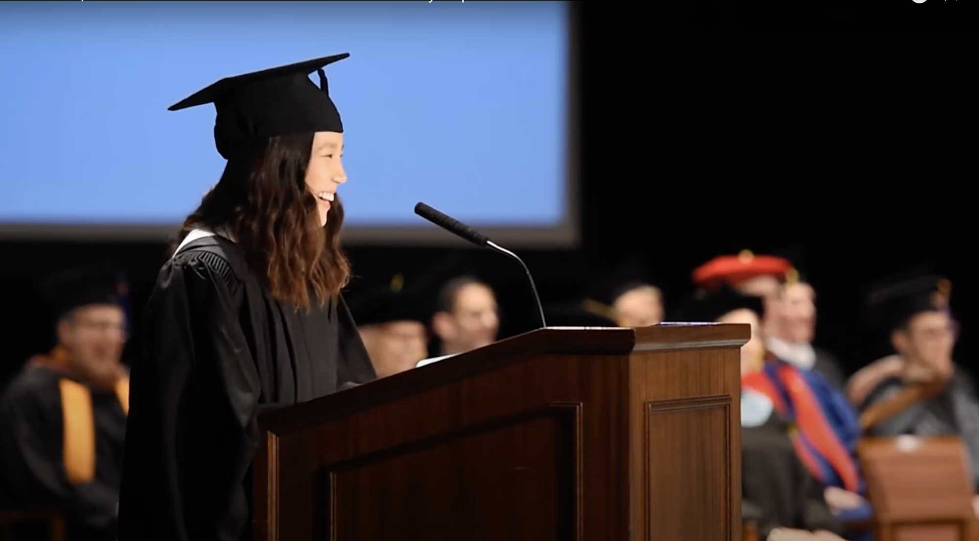 Sophia Li delivering her commencement speech