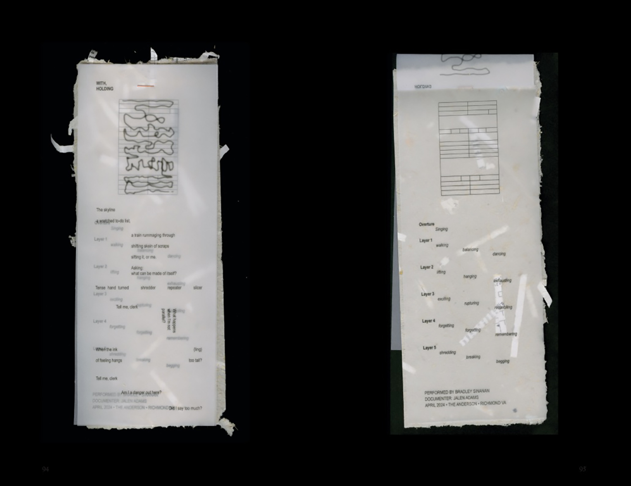 A torn paper booklet titled with holding