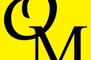 Black letters O and M on a yellow background